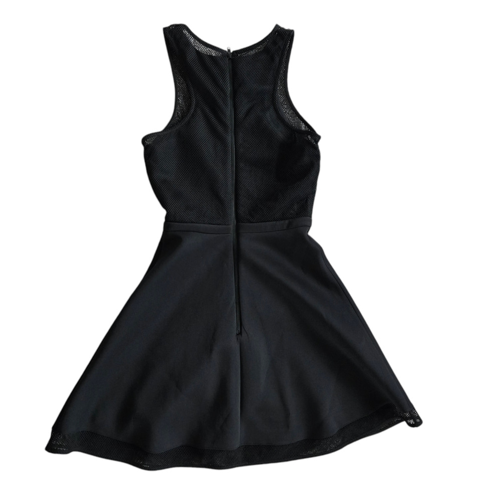 NWT Camilla and Marc Black Dress A-Line Mini Size 2 Scuba Net Top Night Out - Picture 14 of 16